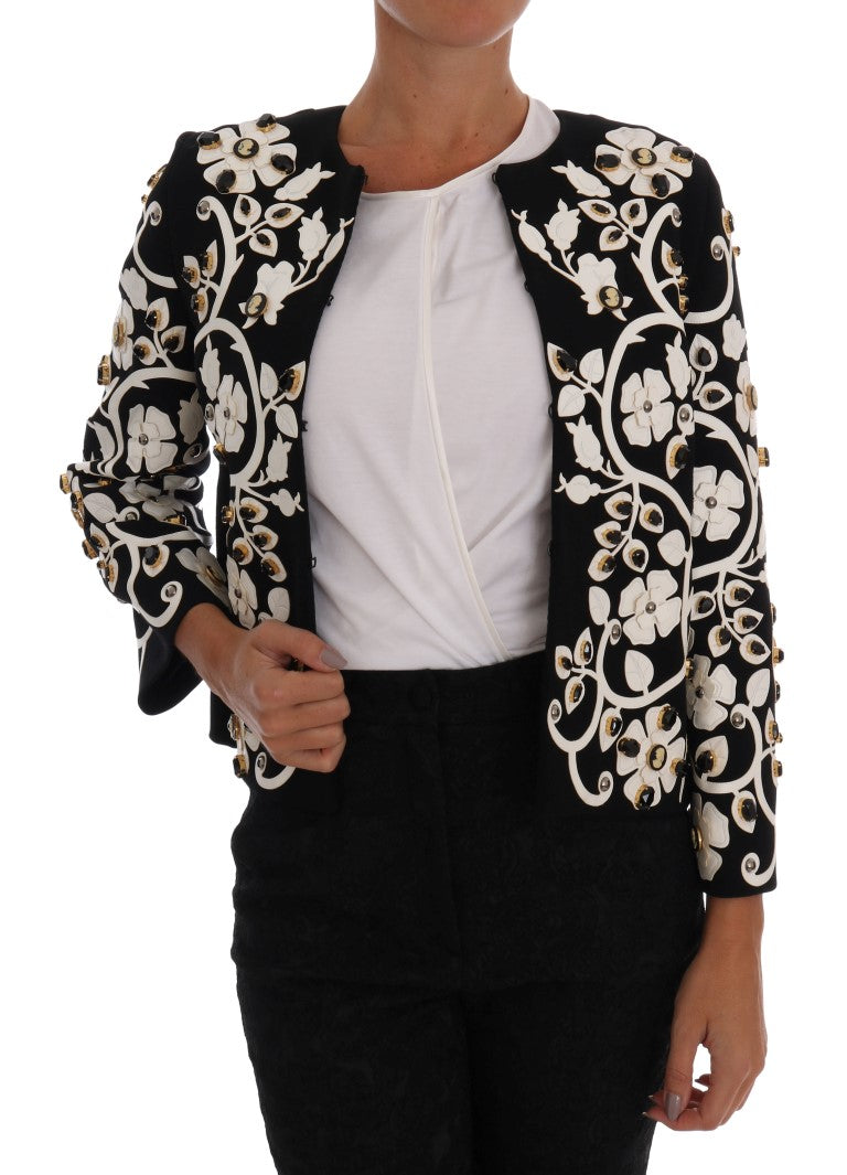 Dolce & Gabbana - Dolce & Gabbana Floral Embroidered Crystal Wool Coat Jacket - JKT1042 - 3 - Ask Me Wear