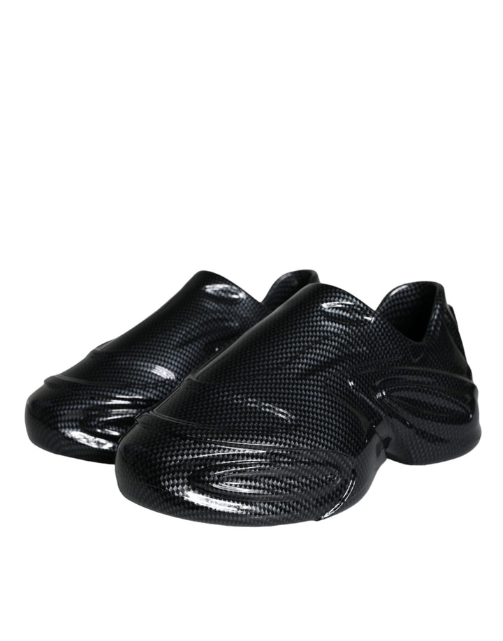 Dolce &amp; Gabbana Black Foiled Rubber Toy Low Top Men Sneakers Shoes by Dolce &amp; Gabbana outlet now on sale