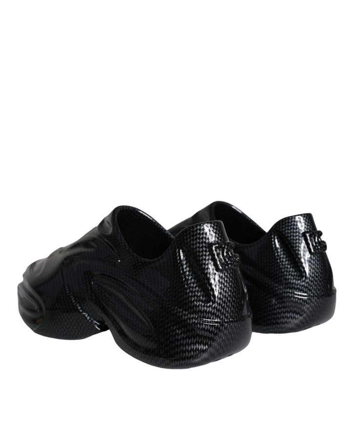 Dolce &amp; Gabbana Black Foiled Rubber Toy Low Top Men Sneakers Shoes by Dolce &amp; Gabbana outlet now on sale