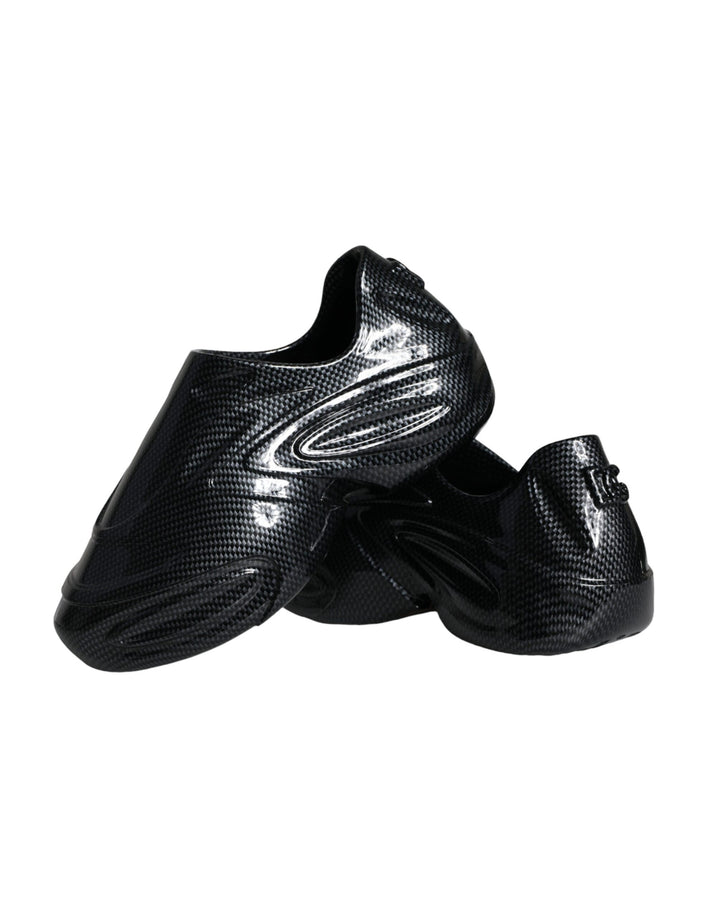 Dolce &amp; Gabbana Black Foiled Rubber Toy Low Top Men Sneakers Shoes by Dolce &amp; Gabbana outlet now on sale