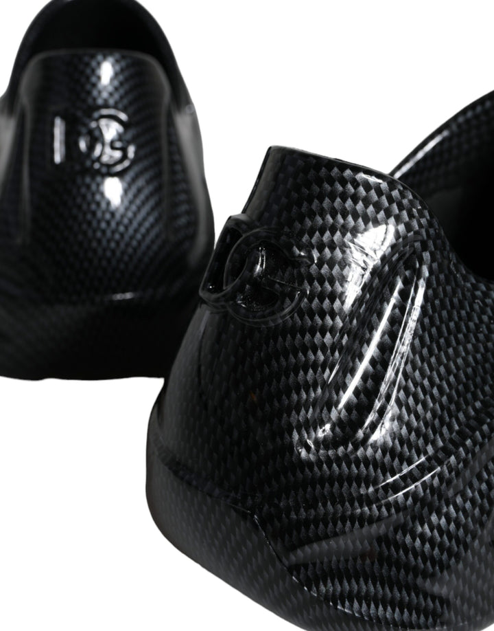 Dolce &amp; Gabbana Black Foiled Rubber Toy Low Top Men Sneakers Shoes by Dolce &amp; Gabbana outlet now on sale