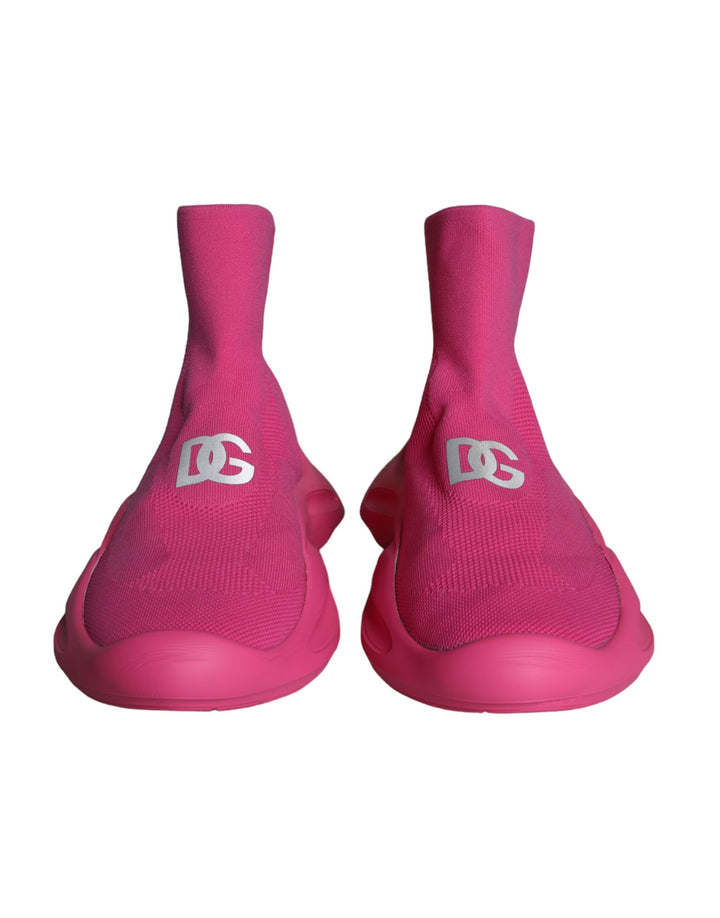 Dolce &amp; Gabbana Pink Logo Print Slip On Socks Sneakers Shoes by Dolce &amp; Gabbana outlet now on sale