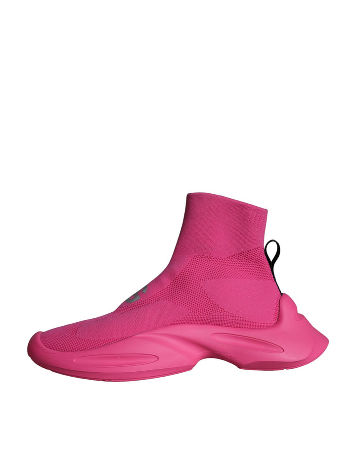 Dolce &amp; Gabbana Pink Logo Print Slip On Socks Sneakers Shoes by Dolce &amp; Gabbana outlet now on sale
