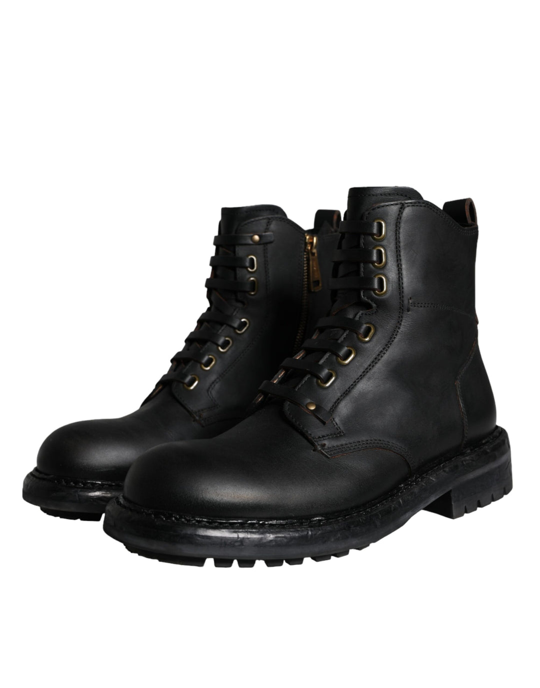 Dolce &amp; Gabbana Sample Sale Dolce &amp; Gabbana Black Lace Up Mid Calf Boots Men Shoes - | Designer outlet