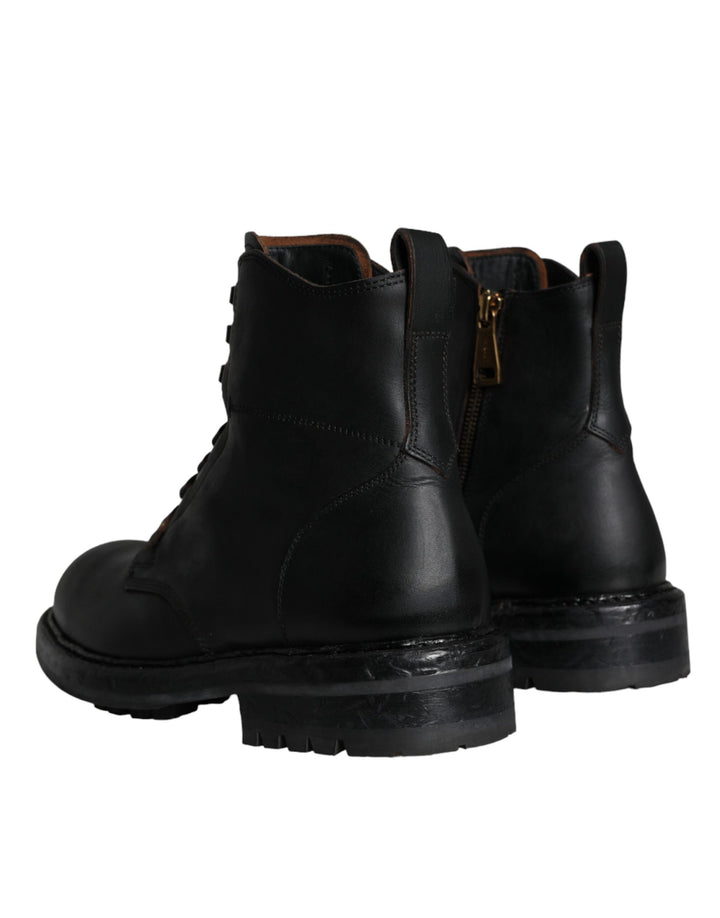 Dolce &amp; Gabbana Sample Sale Dolce &amp; Gabbana Black Lace Up Mid Calf Boots Men Shoes - | Designer outlet