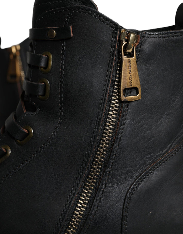 Dolce &amp; Gabbana Sample Sale Dolce &amp; Gabbana Black Lace Up Mid Calf Boots Men Shoes - | Designer outlet