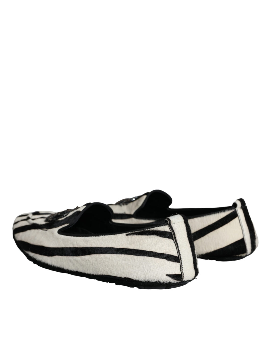 Dolce &amp; Gabbana Sample Sale Dolce &amp; Gabbana Black White Calf Fur Slip On Loafers Men Shoes - | Designer outlet
