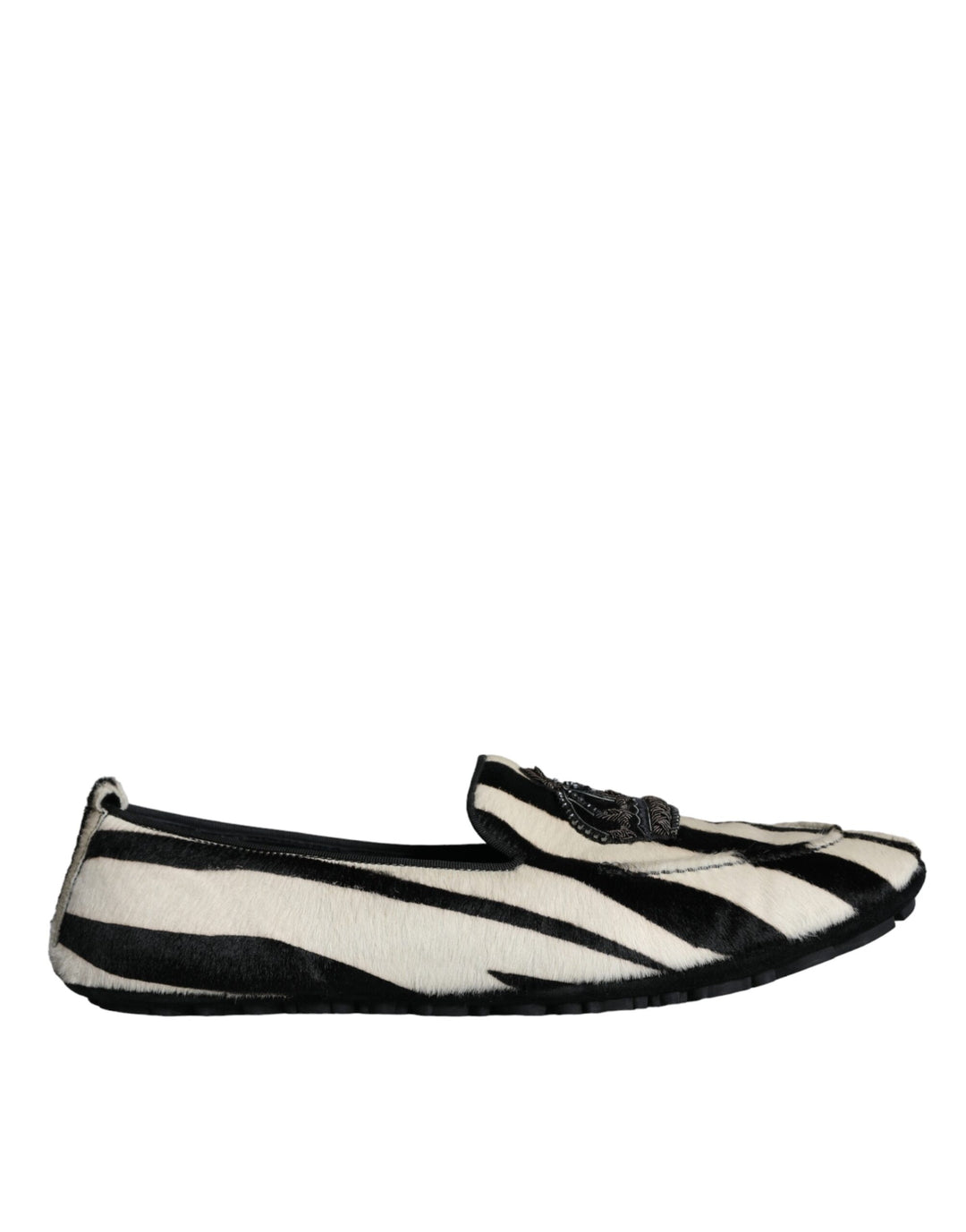 Dolce &amp; Gabbana Sample Sale Dolce &amp; Gabbana Black White Calf Fur Slip On Loafers Men Shoes - | Designer outlet