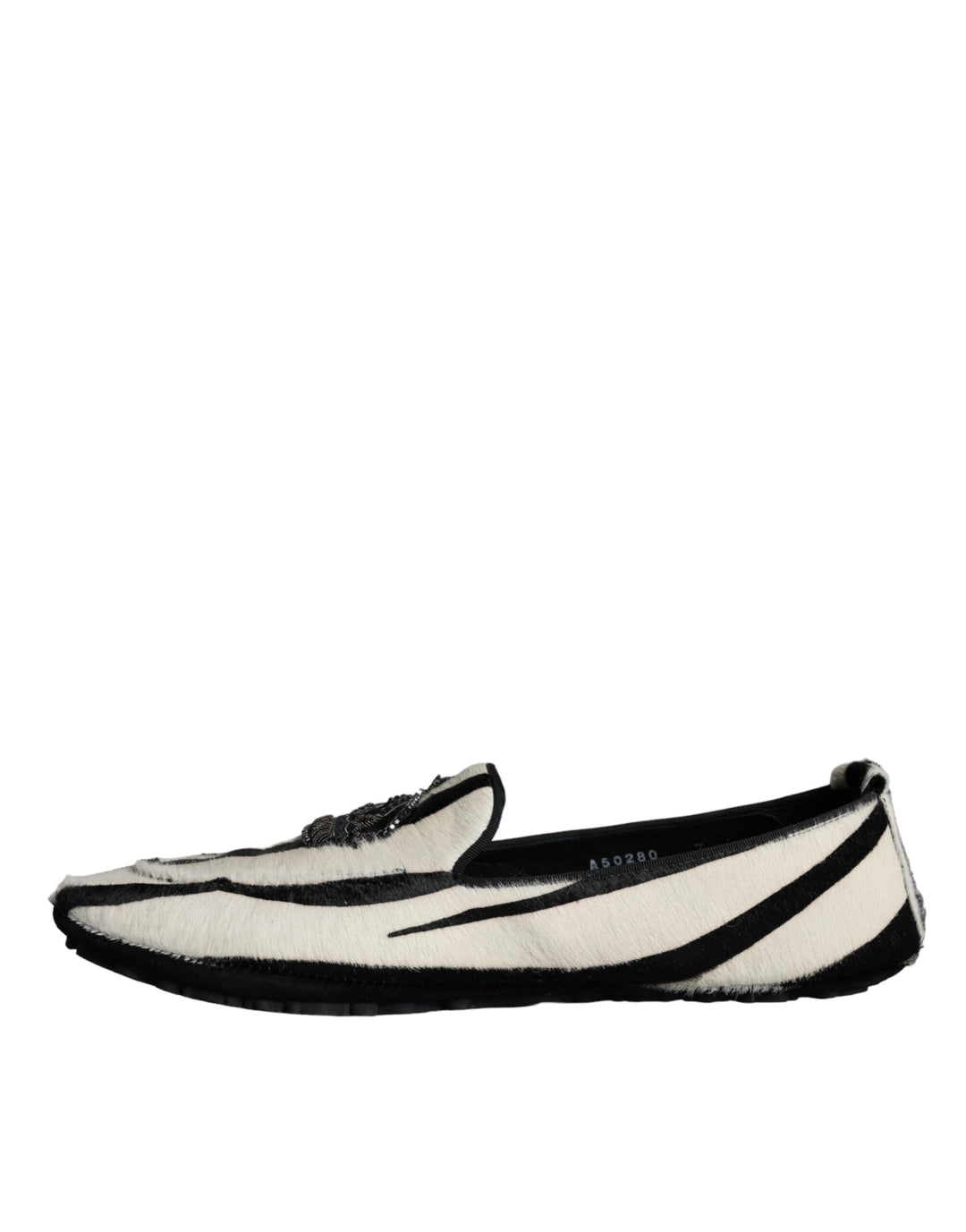 Dolce &amp; Gabbana Sample Sale Dolce &amp; Gabbana Black White Calf Fur Slip On Loafers Men Shoes - | Designer outlet