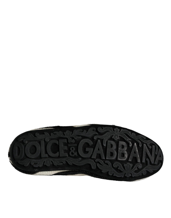 Dolce &amp; Gabbana Sample Sale Dolce &amp; Gabbana Black White Calf Fur Slip On Loafers Men Shoes - | Designer outlet