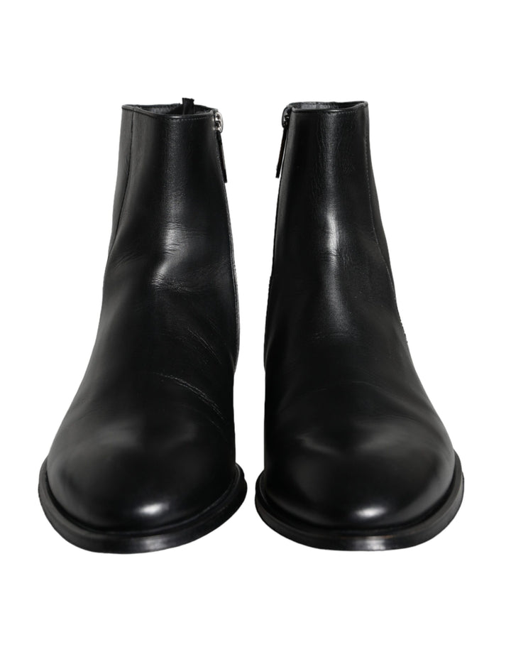 Dolce & Gabbana Sample Sale Dolce & Gabbana Black Calf Leather Men Ankle Boots Men Shoes - | Designer outlet