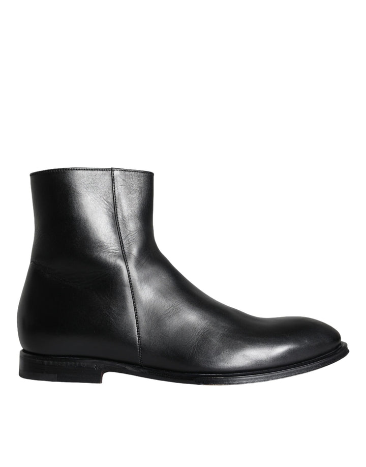 Dolce & Gabbana Sample Sale Dolce & Gabbana Black Calf Leather Men Ankle Boots Men Shoes - | Designer outlet