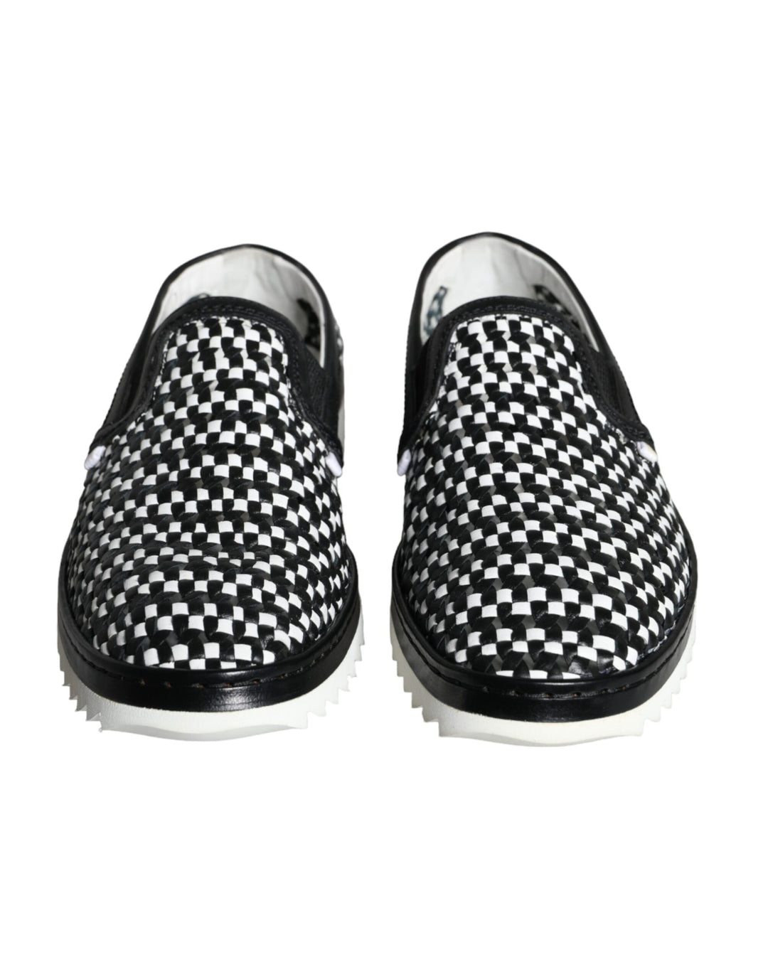 Dolce &amp; Gabbana Sample Sale Dolce &amp; Gabbana Black White Weaved Slip On Men Loafers Shoes - | Designer outlet