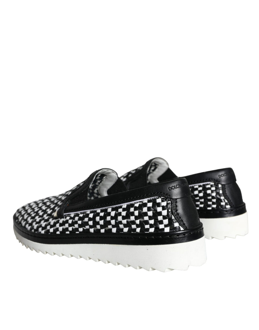 Dolce &amp; Gabbana Sample Sale Dolce &amp; Gabbana Black White Weaved Slip On Men Loafers Shoes - | Designer outlet