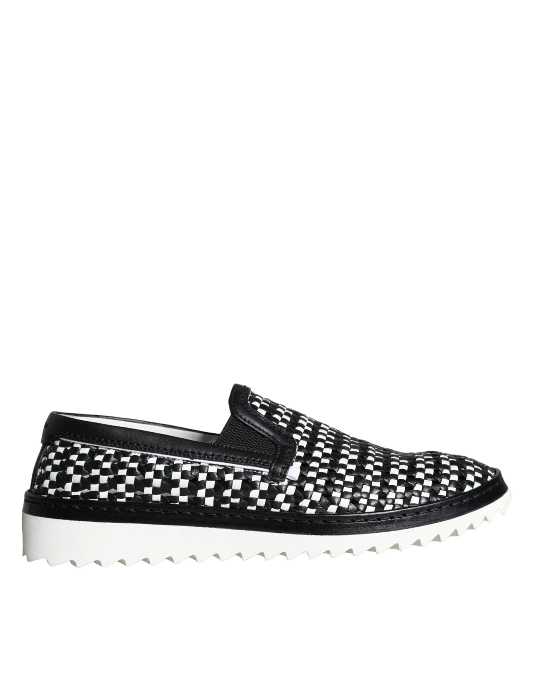 Dolce &amp; Gabbana Sample Sale Dolce &amp; Gabbana Black White Weaved Slip On Men Loafers Shoes - | Designer outlet