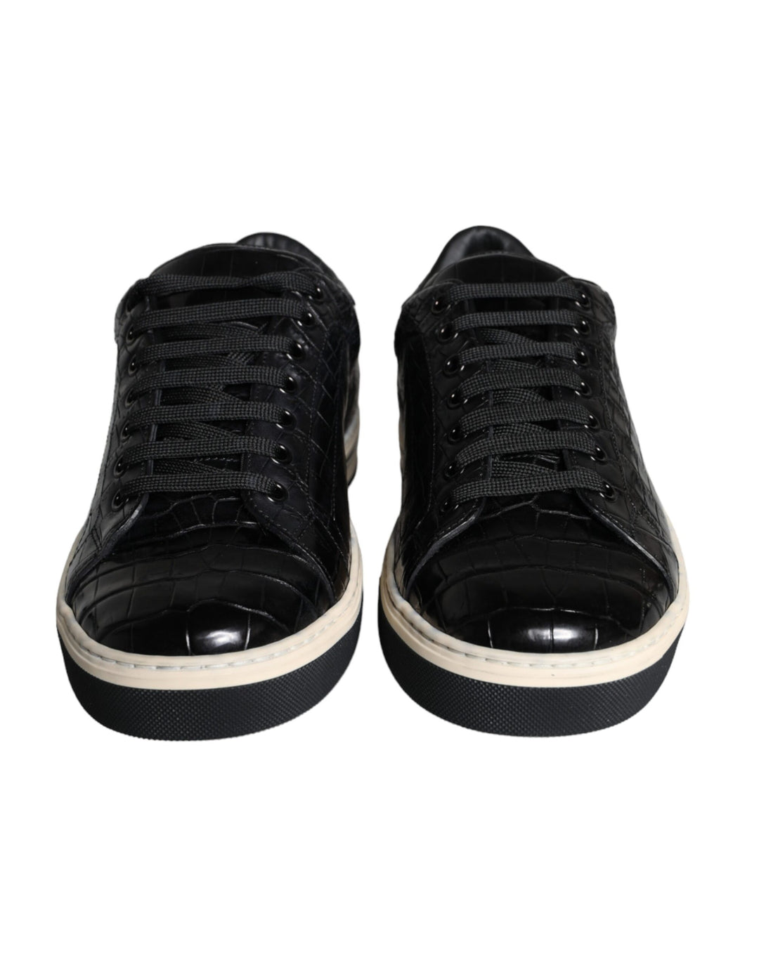 Dolce &amp; Gabbana Sample Sale Dolce &amp; Gabbana Black Leather Men Low Top Sneakers Shoes - | Designer outlet