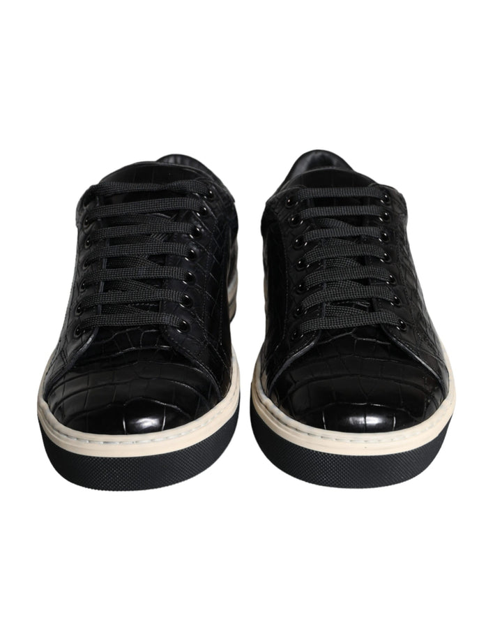 Dolce &amp; Gabbana Sample Sale Dolce &amp; Gabbana Black Leather Men Low Top Sneakers Shoes - | Designer outlet