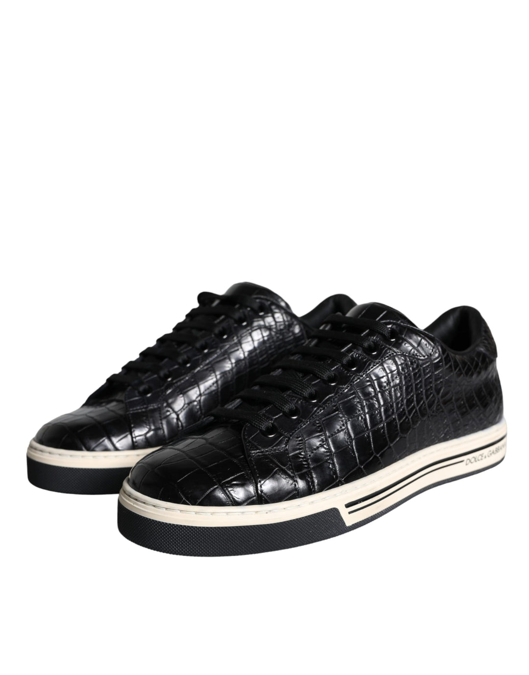 Dolce &amp; Gabbana Sample Sale Dolce &amp; Gabbana Black Leather Men Low Top Sneakers Shoes - | Designer outlet