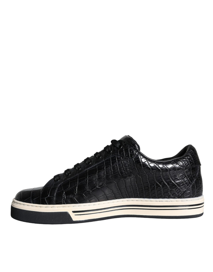 Dolce &amp; Gabbana Sample Sale Dolce &amp; Gabbana Black Leather Men Low Top Sneakers Shoes - | Designer outlet