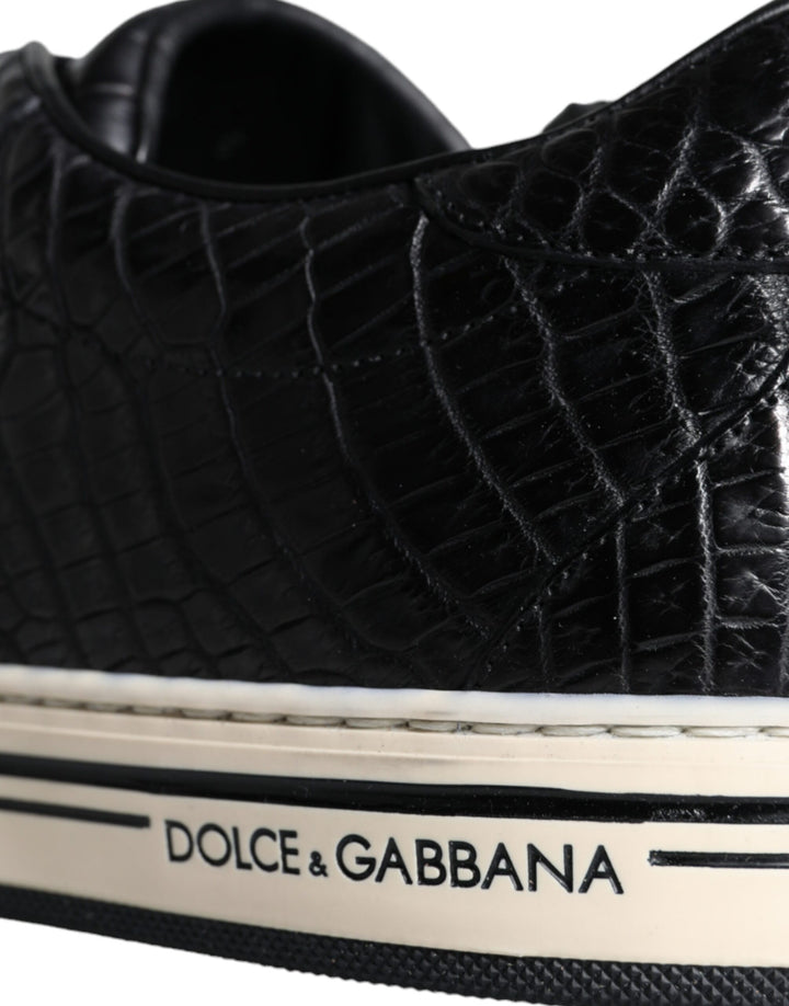 Dolce &amp; Gabbana Sample Sale Dolce &amp; Gabbana Black Leather Men Low Top Sneakers Shoes - | Designer outlet