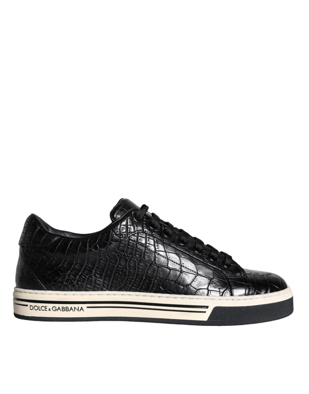 Dolce &amp; Gabbana Sample Sale Dolce &amp; Gabbana Black Leather Men Low Top Sneakers Shoes - | Designer outlet