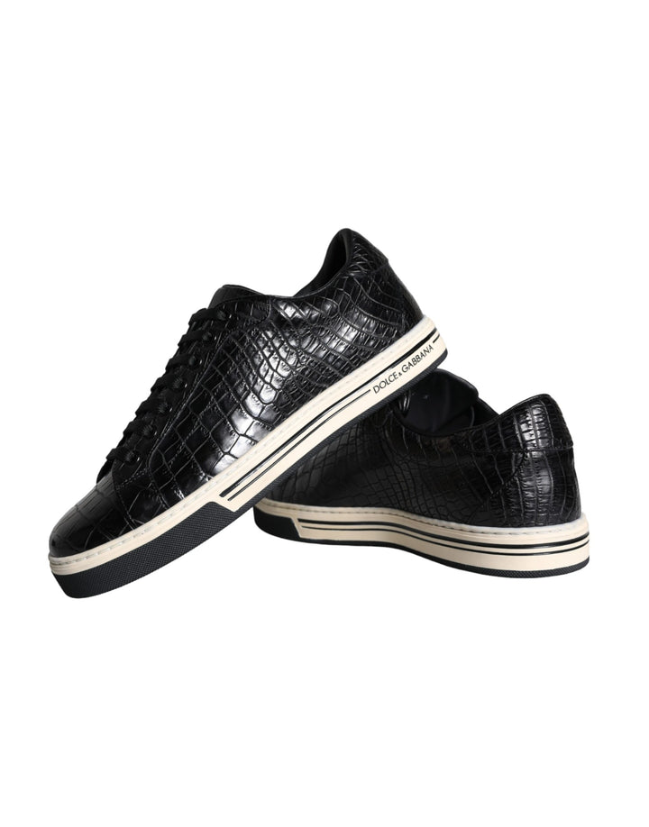 Dolce &amp; Gabbana Sample Sale Dolce &amp; Gabbana Black Leather Men Low Top Sneakers Shoes - | Designer outlet