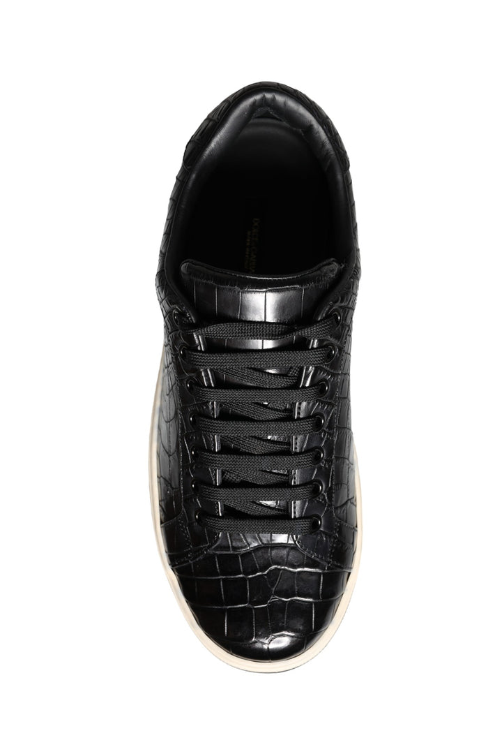 Dolce &amp; Gabbana Sample Sale Dolce &amp; Gabbana Black Leather Men Low Top Sneakers Shoes - | Designer outlet
