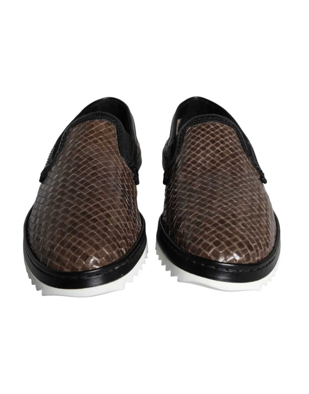 Dolce &amp; Gabbana Sample Sale Dolce &amp; Gabbana Brown Black Leather Weaved Men Loafers Shoes - | Designer outlet