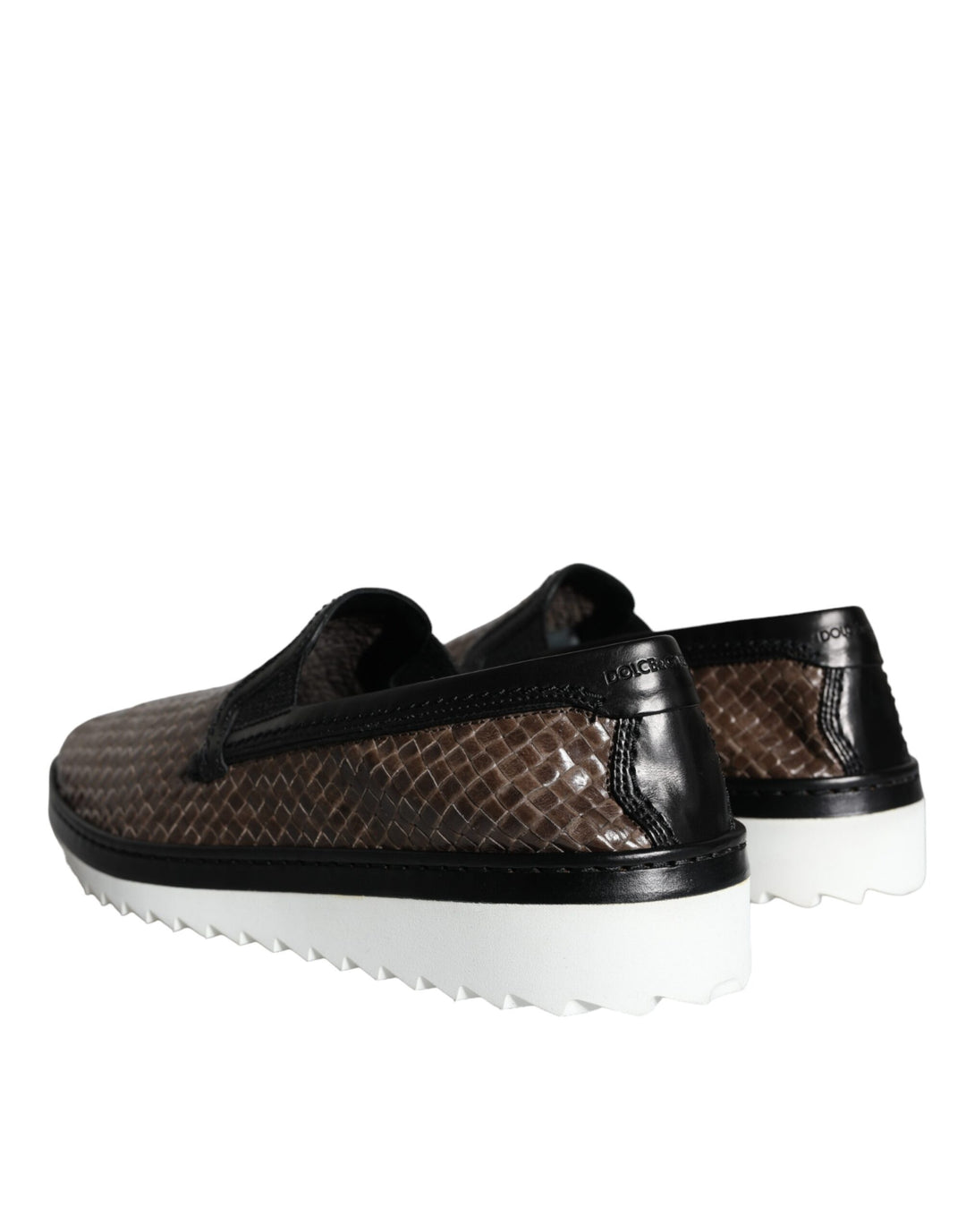 Dolce &amp; Gabbana Sample Sale Dolce &amp; Gabbana Brown Black Leather Weaved Men Loafers Shoes - | Designer outlet