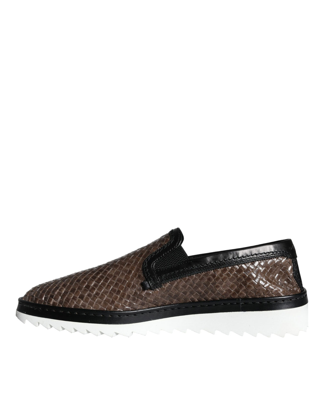 Dolce &amp; Gabbana Sample Sale Dolce &amp; Gabbana Brown Black Leather Weaved Men Loafers Shoes - | Designer outlet