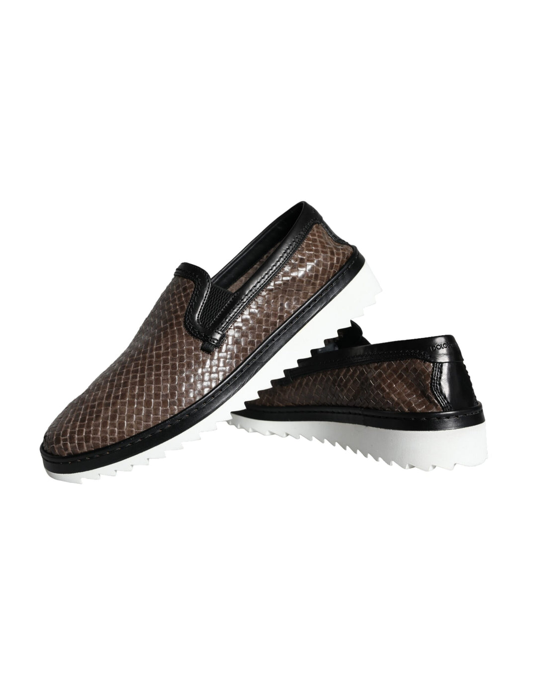 Dolce &amp; Gabbana Sample Sale Dolce &amp; Gabbana Brown Black Leather Weaved Men Loafers Shoes - | Designer outlet