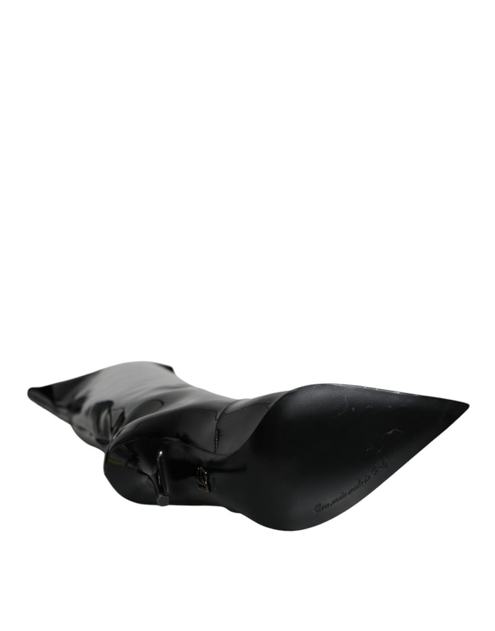 Dolce &amp; Gabbana Sample Sale Dolce &amp; Gabbana Black Patent Leather Knee High Boots Shoes - | Designer outlet