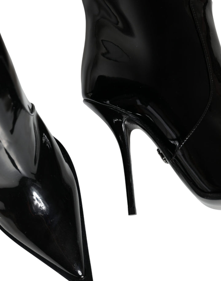 Dolce &amp; Gabbana Sample Sale Dolce &amp; Gabbana Black Patent Leather Knee High Boots Shoes - | Designer outlet