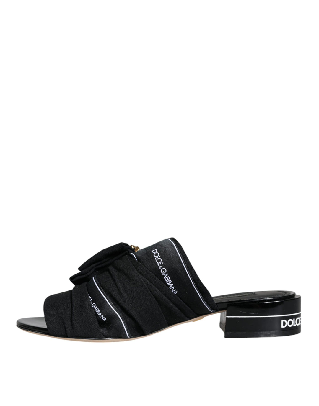 Dolce & Gabbana Black White Crystal Slides Sandals Shoes