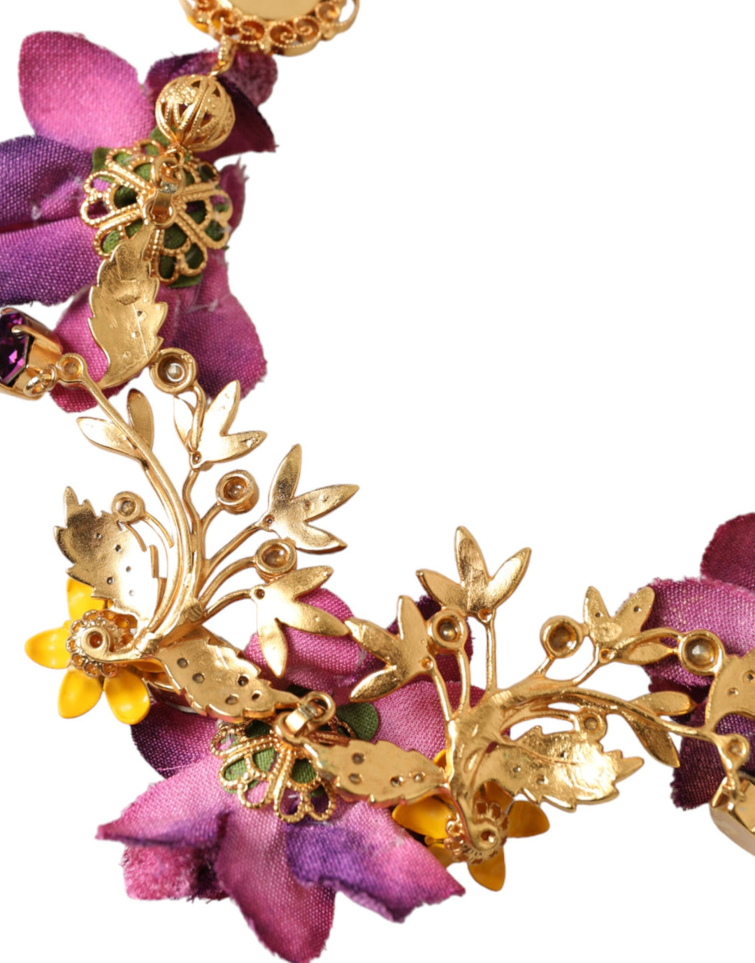 Dolce & Gabbana - Dolce & Gabbana Gold Brass Mix Fiori Flowers Crystal Chain Necklace - SMYK10112 - Ask Me Wear