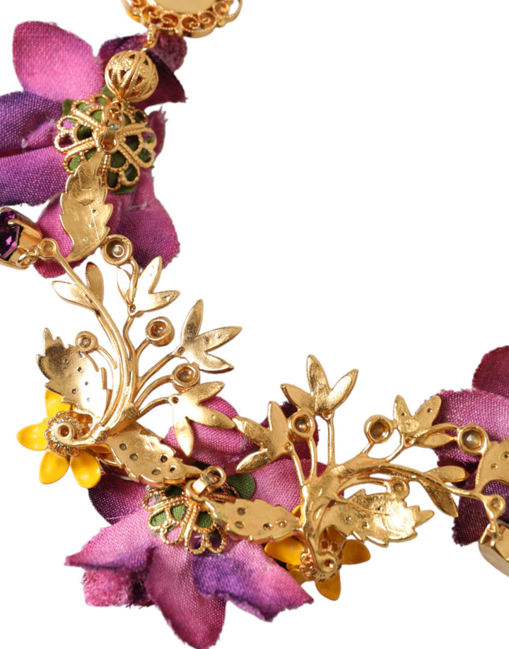 Dolce & Gabbana - Dolce & Gabbana Gold Brass Mix Fiori Flowers Crystal Chain Necklace - SMYK10112 - Ask Me Wear