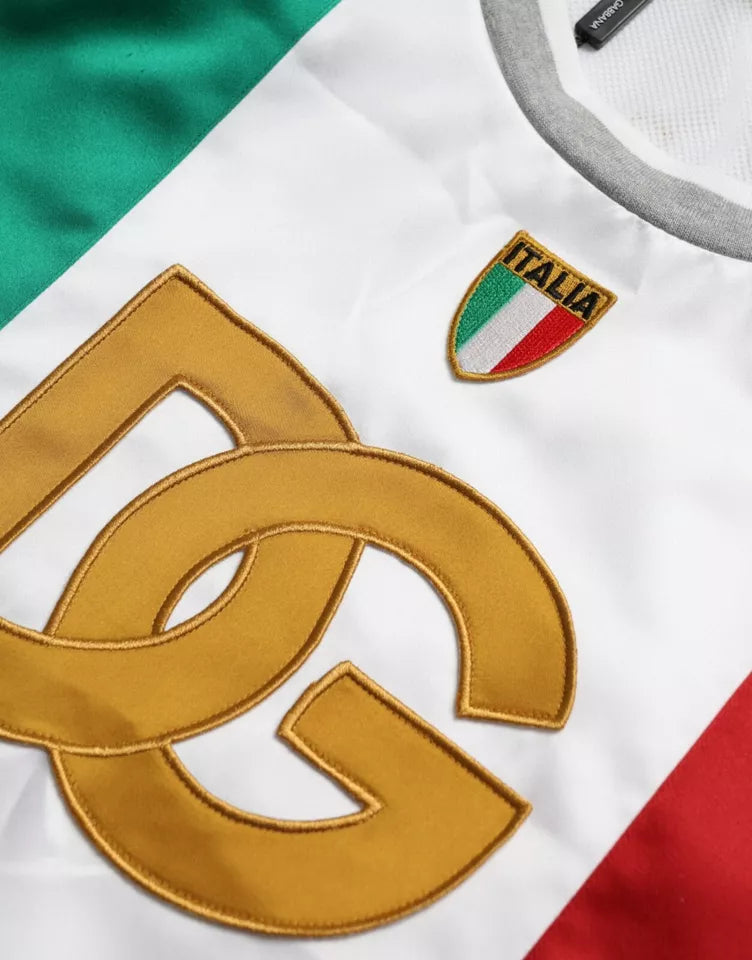 Dolce &amp; Gabbana White Green Sleeveless Top Italian Flag Basket T-shirt by Dolce &amp; Gabbana outlet now on sale
