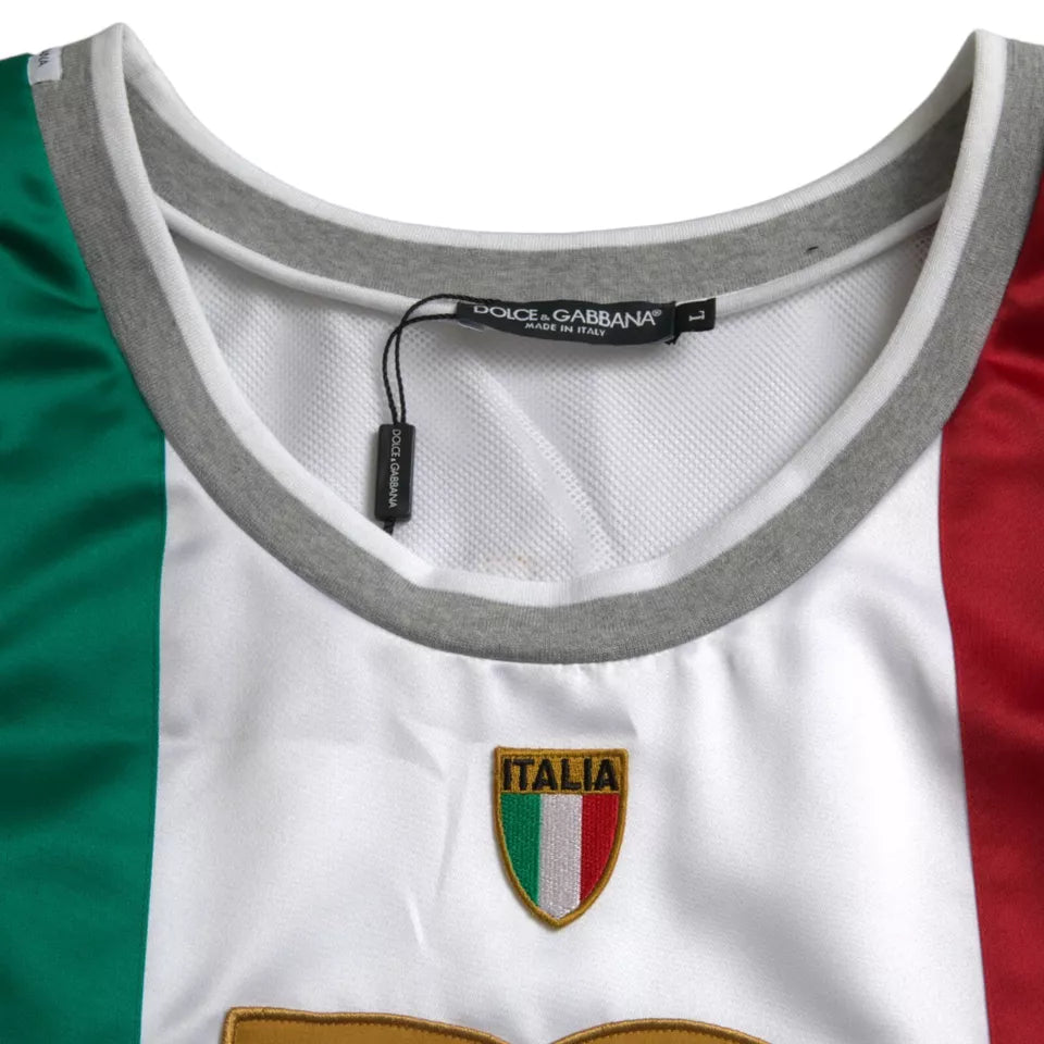 Dolce &amp; Gabbana White Green Sleeveless Top Italian Flag Basket T-shirt by Dolce &amp; Gabbana outlet now on sale