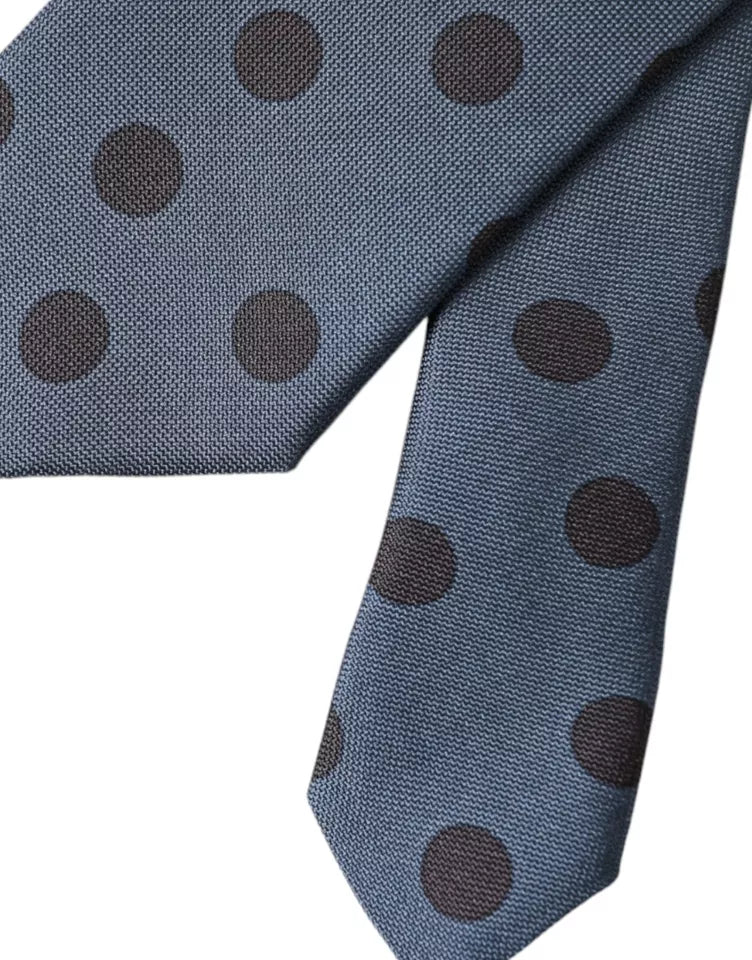 Dolce & Gabbana Blue Black Silk Polka Dot Adjustable Men Tie