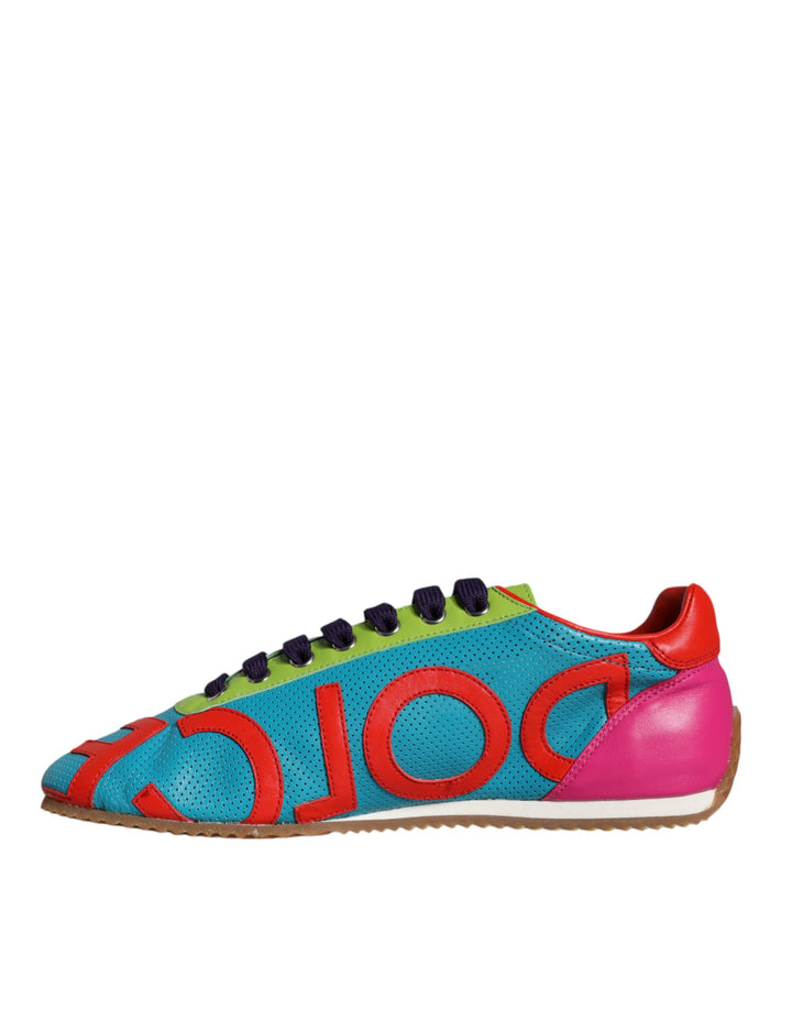 Dolce & Gabbana Multicolor Leather Logo Casual Sneakers Shoes