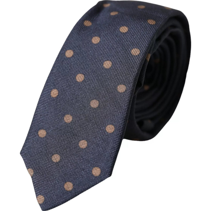 Dolce & Gabbana Black Dotted Fantasy Silk Adjustable Men Tie