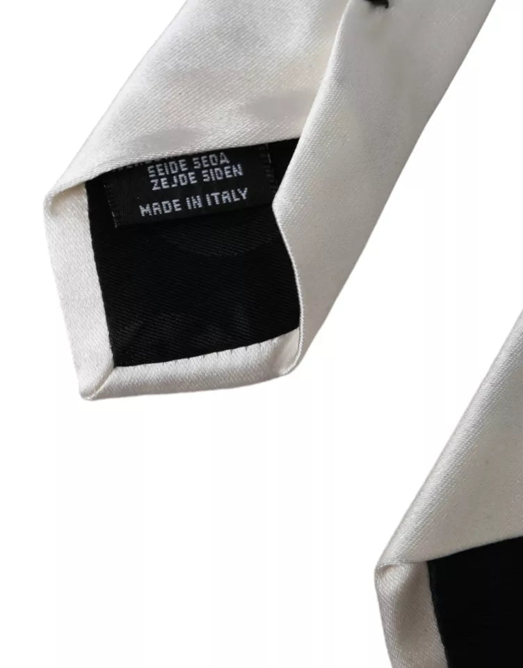 Dolce & Gabbana White Satin Silk Adjustable Men Tie