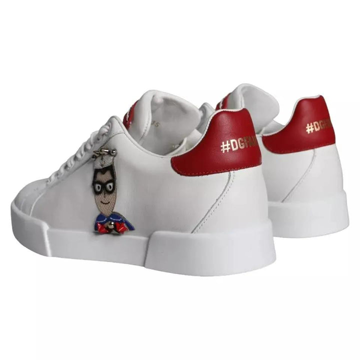 Dolce &amp; Gabbana Sample Sale | Dolce &amp; Gabbana White Patch Calfskin Nappa Portofino Sneakers Shoes - | Designer outlet