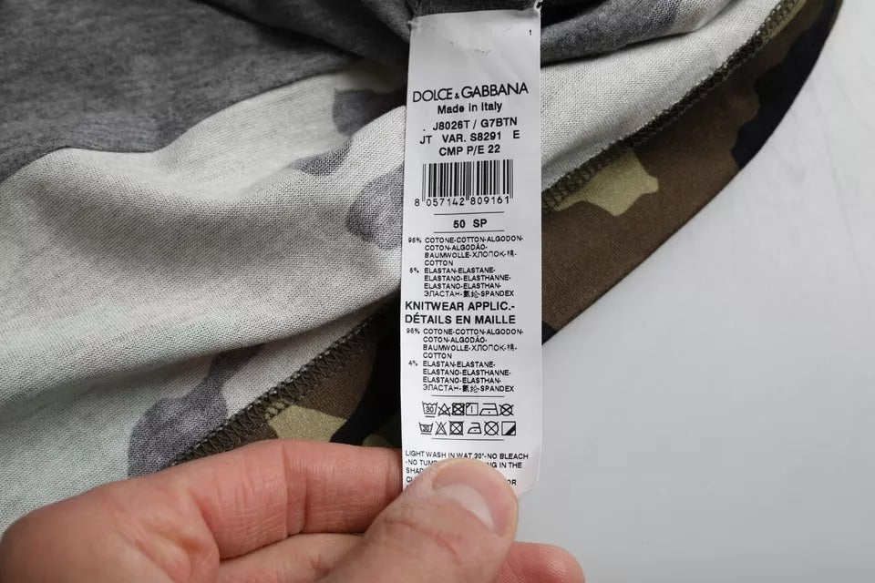 Dolce &amp; Gabbana Sample Sale Dolce &amp; Gabbana Multicolor Camouflage Cotton Crew Neck Men T-shirt - | Designer outlet