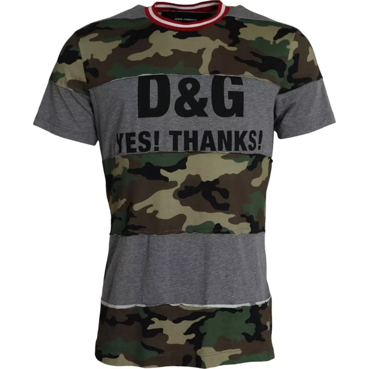 Dolce &amp; Gabbana Sample Sale Dolce &amp; Gabbana Multicolor Camouflage Cotton Crew Neck Men T-shirt - | Designer outlet