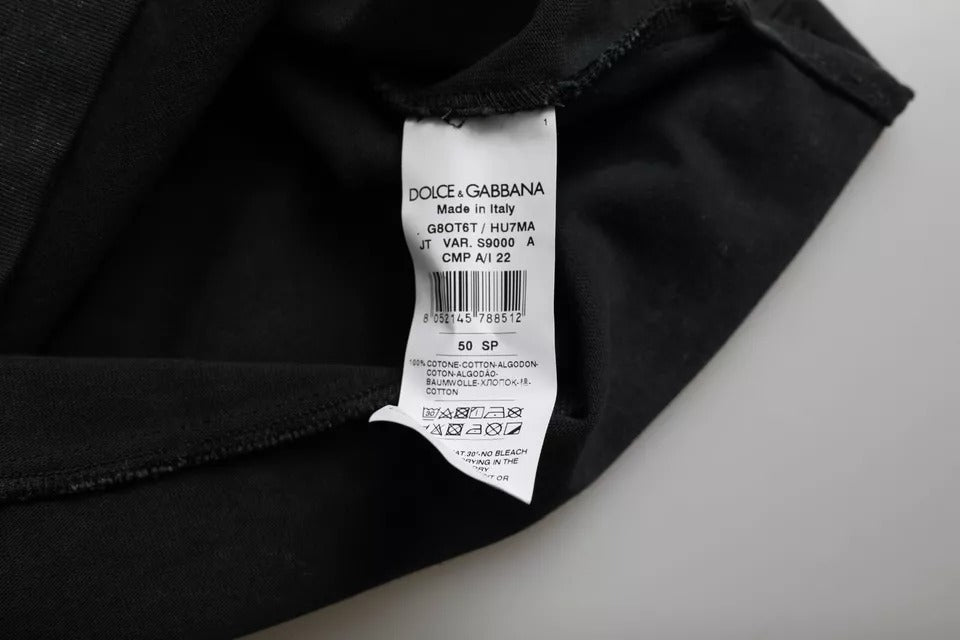 Dolce &amp; Gabbana Sample Sale Dolce &amp; Gabbana Black Graphic Print Cotton Crew Neck T-shirt - | Designer outlet