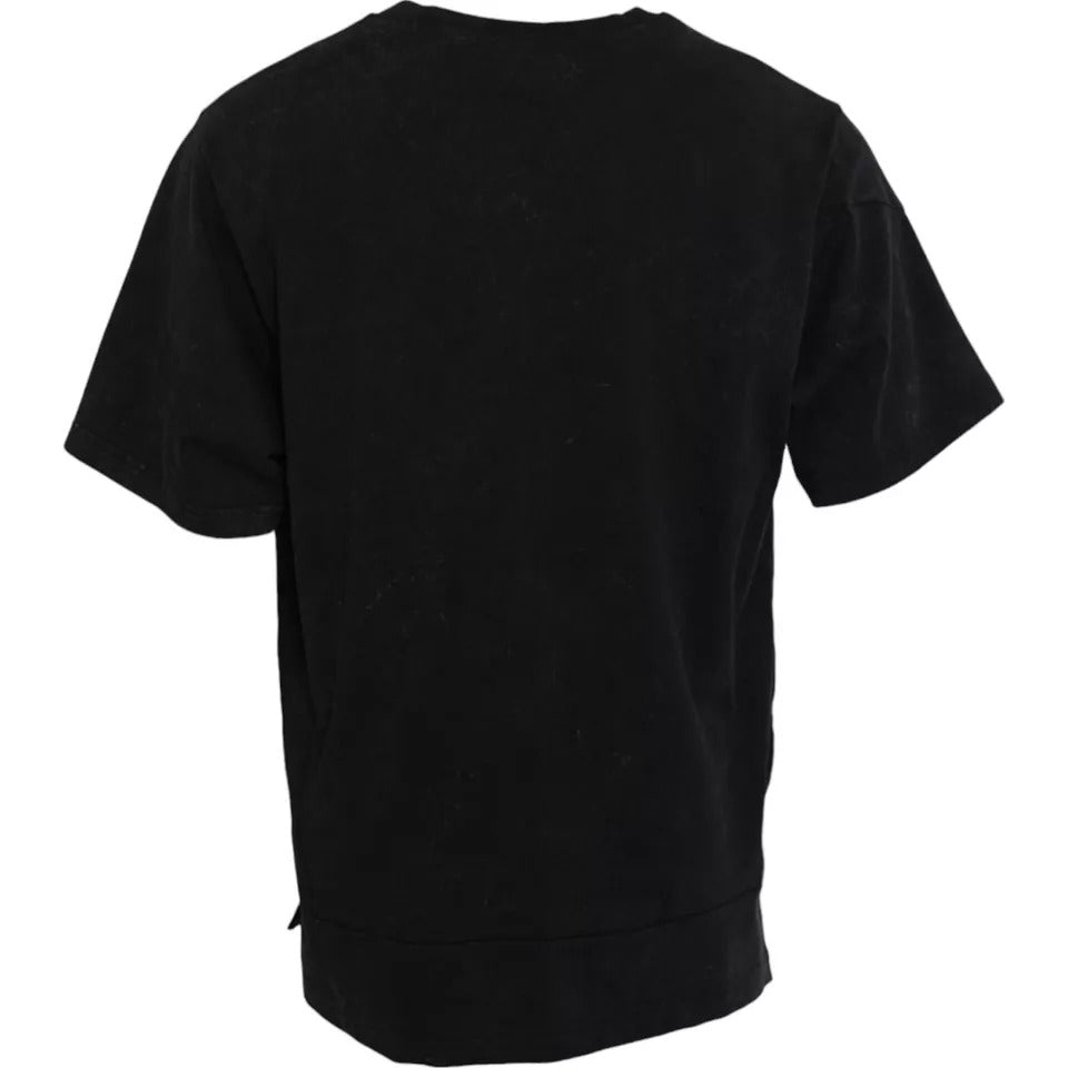 Dolce &amp; Gabbana Sample Sale Dolce &amp; Gabbana Black Graphic Print Cotton Crew Neck T-shirt - | Designer outlet