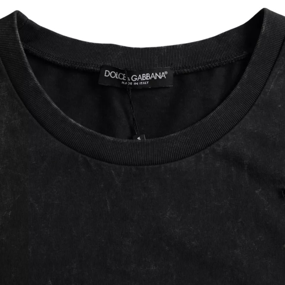 Dolce &amp; Gabbana Sample Sale Dolce &amp; Gabbana Black Graphic Print Cotton Crew Neck T-shirt - | Designer outlet