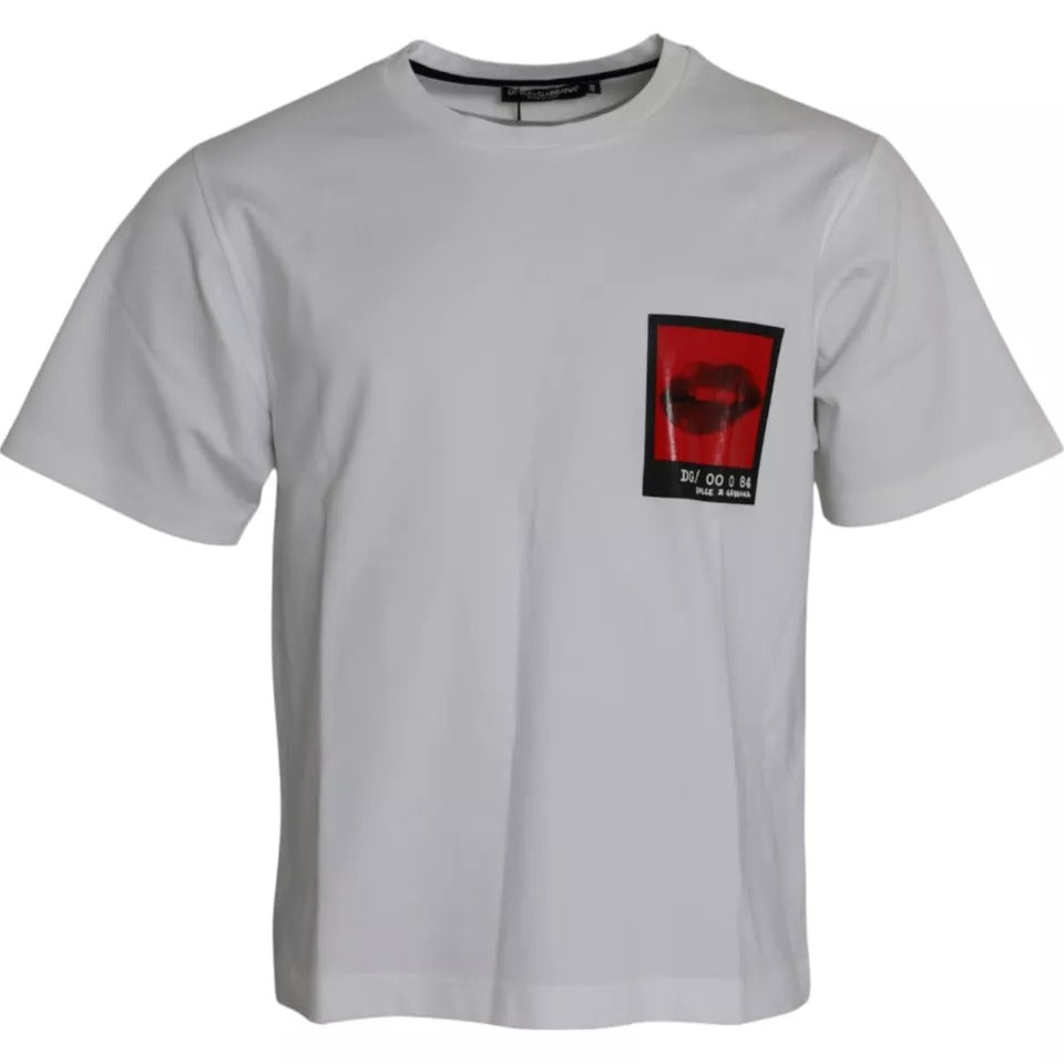 Dolce &amp; Gabbana Sample Sale Dolce &amp; Gabbana White Red Lips Print Cotton Men T-shirt - | Designer outlet