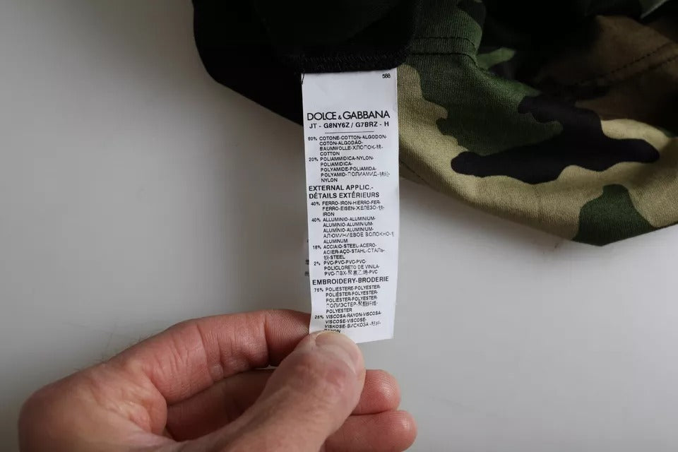 Dolce &amp; Gabbana Sample Sale Dolce &amp; Gabbana Multicolor Camouflage Cotton Round Neck Men T-shirt - | Designer outlet